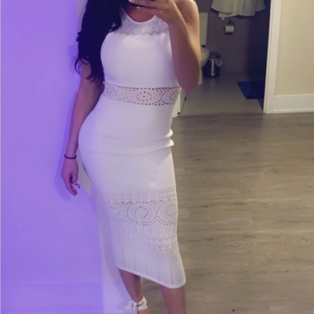 White crochet detail dress